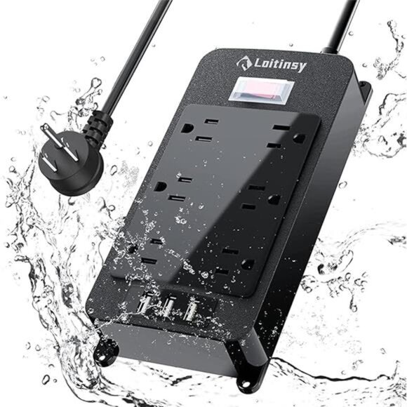 Outdoor Power Strip Weatherproof, 6 Outlets Waterproof Surge Protector with 3 - Picture 7 of 7